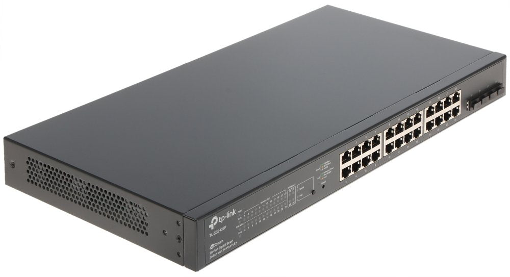 TP-Link TL-SG2428P | Managed Smart Switch | 28 Poorten | Gigabit Ethernet (10/100/1000 Mbps) | 24x RJ45 + 4x SFP | PoE+ (250W) | VLAN/QoS - Matmuis